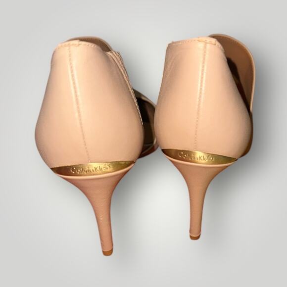 Calvin Klein Nude Pointed Toe Heels Size 8 Crisscross Strap - Picture 3 of 4